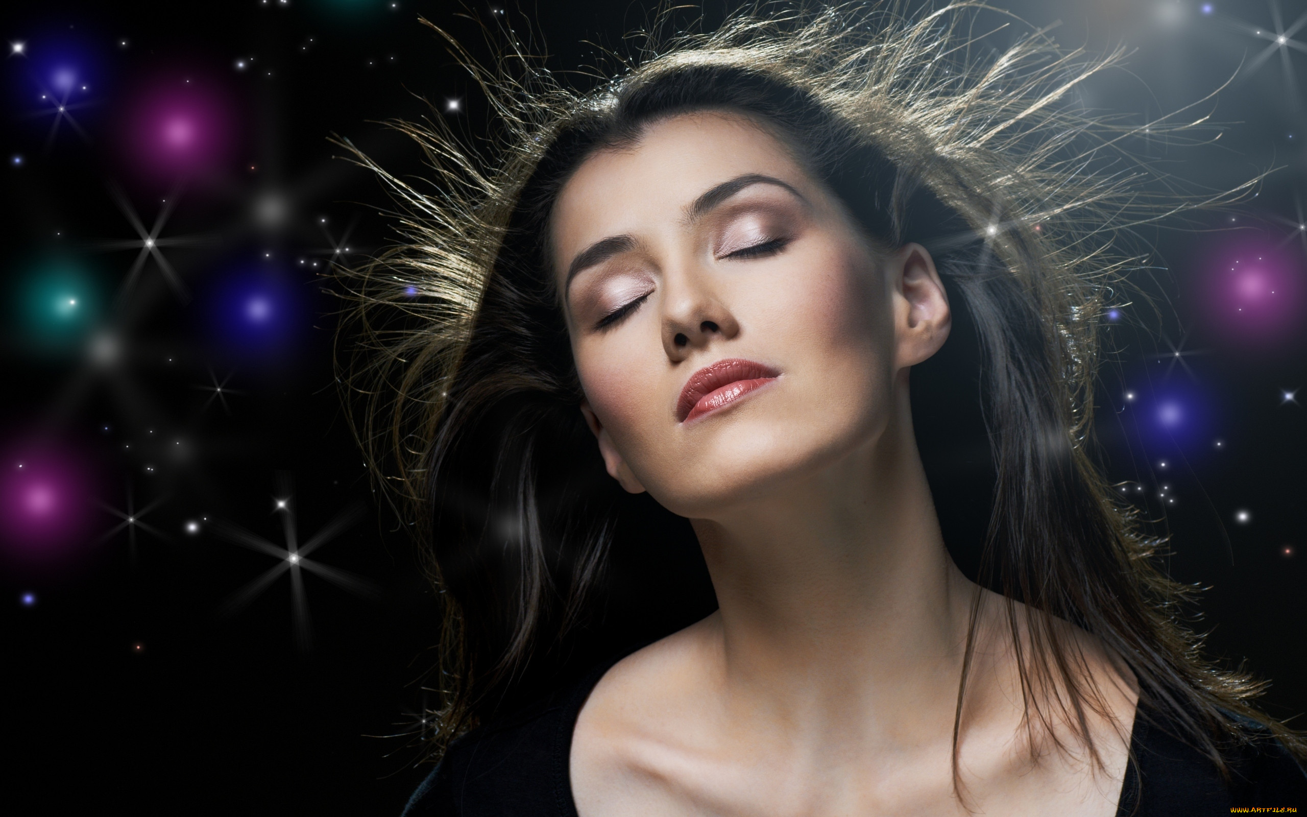 , -unsort , ,  , , , , night, brunette, stars, black, eyes, beauty, girl, , , beautiful, , 